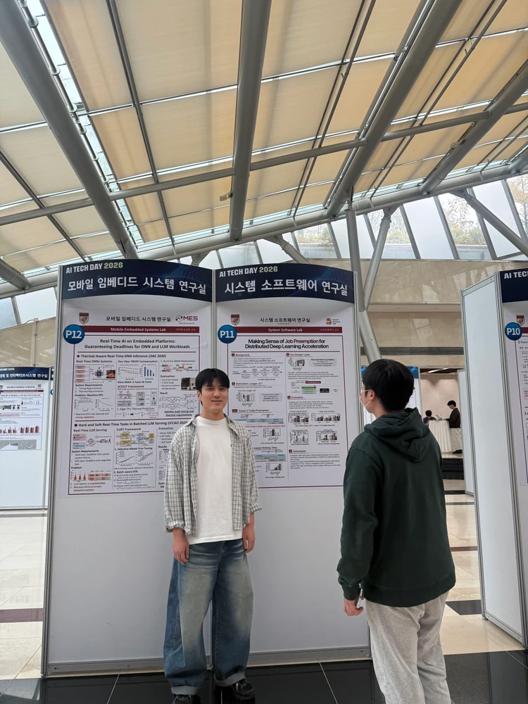AI Tech Day 2026 (October 20, 2026) - Younghun Go presented his poster 'Making Sense of Job Preemption for Distributed Deep Learning Acceleration' at AI Tech Day 2026. | System Software Lab, Korea University
