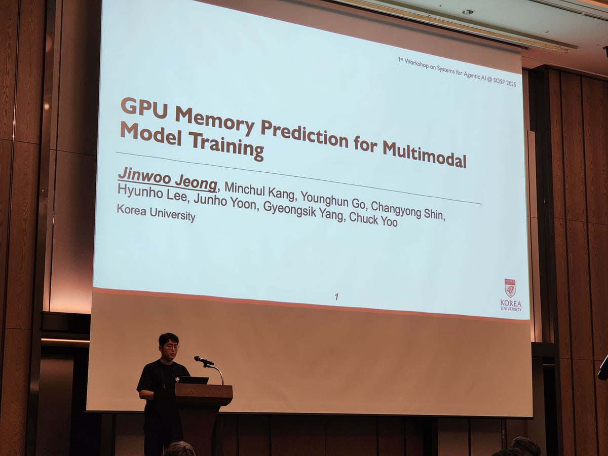 Systems for Agentic AI workshop @ SOSP 2025 (Jinwoo, Hyunho, Hyunmok) - Systems for Agentic AI workshop @ SOSP 2025 (Jinwoo, Hyunho, Hyunmok) - 사진 1 | System Software Lab, Korea University